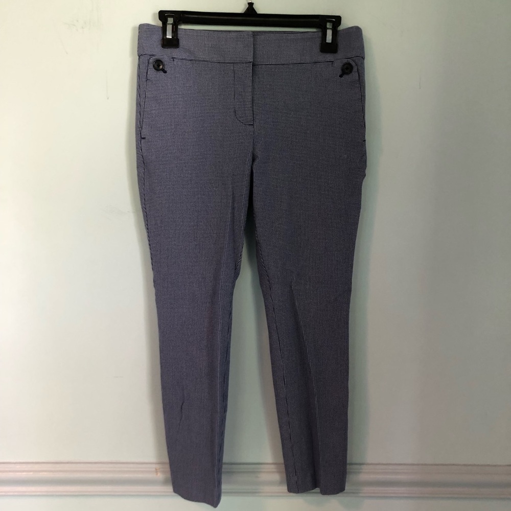 Loft Marisa Blue & White Striped Print Capri Dress Pants Size 4 Petite